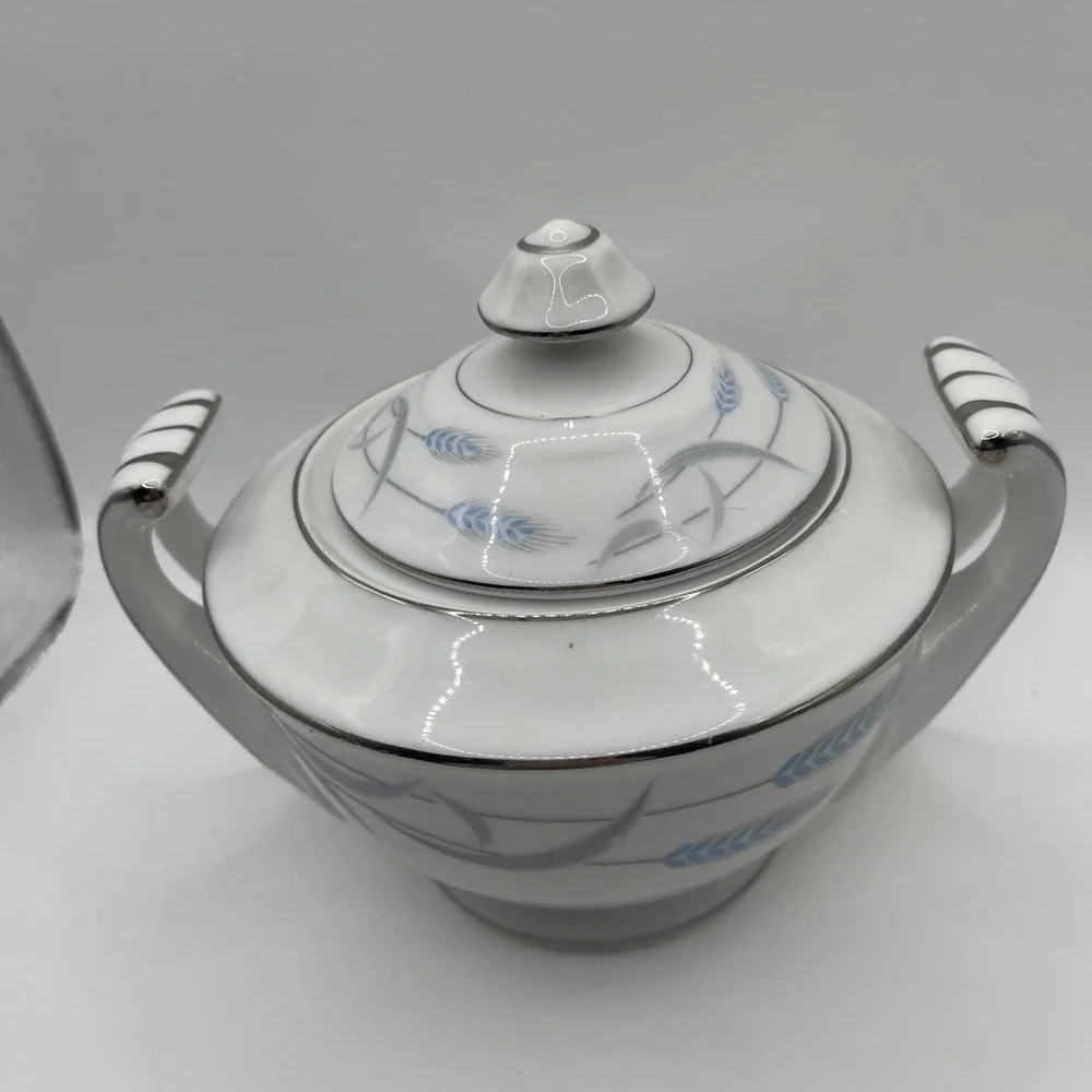 Valmont China Royal Wheat‎ Sugar Bowl w Blue Grey Wheat